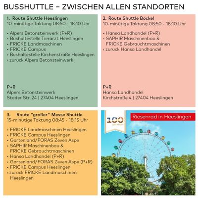 Busshuttle zwischen allen Standorten